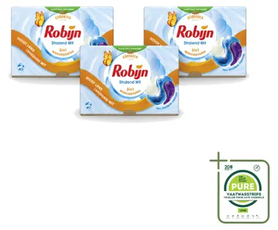 Produktbild von 3 x Robijn Stralend Wit 3-in-1 Wascapsules - Großpackung - 3 Stücke