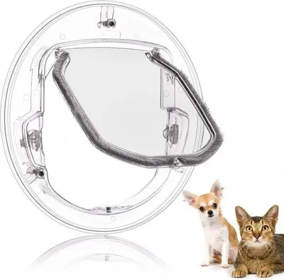 Produktbild von Famanu Katzenklappe für Haustiere - 4-Wege-Verriegelung, transparent, bis 6 kg