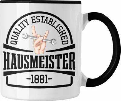 Produktbild von Trendation - Hausmeister Tasse Geschenke Lustig Spruch Haustechniker (Schwarz)