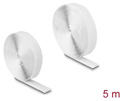 Obrázok produktu pre Samolepiaca suchá zipsová páska Delock s lepiacou a chlpatou stranou, dĺžka 5 m x šírka 20 mm, biela