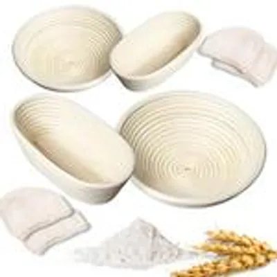 Produktbild von LAYBA Gärkorb rund & oval 1 Stück aus Rattan, Banneton Brotkorb für Sauerteig, Hefeteig, Brot backen, Teiggare und Backzubehör