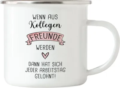 Produktbild von Wenn Aus Kollegen Freunde Werden Emaille Tasse Lieblingskollegin Arbeit Büro-Tasse Kollegin Geschenk