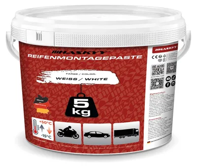 Produktbild von HASKYY Reifen Montagepaste 5kg Weiß Eimer Montagewax Reifenmontage