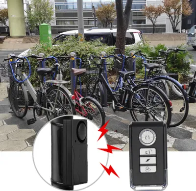 Image de 110 dB Alarme de vélo Capteur de mouvement vibrant sans fil Capteurs de sécurité pour moto et vélo avec télécommande