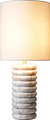 Produktbild von SalesFever Tischleuchte | Gestell Marmor / Schirm Leinen | B 14 x T 14 x H 65 cm | Beige