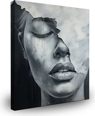 Produktbild von Muralo Leinwandbild Frau GESICHT Porträt Abstraktion Wandbild Br. 70 cm x Hö. 70 cm