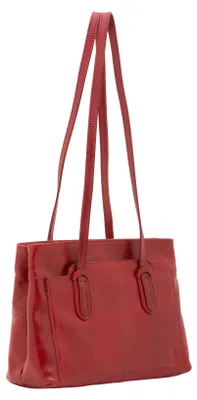 Imagen del producto de Bolso de hombro para mujer, de cuero genuino Vacchetta, con cremallera, fabricado en Italia
