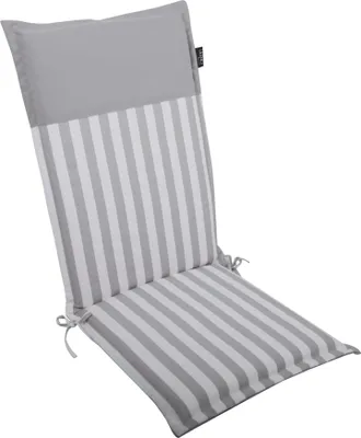 Produktbild von LILENO HOME Gartenstuhl Auflagen als [1er Set - Hochlehner] in Streifen Hellgrau - Uni Hellgrau - bequeme Liegen als Sitzauflagen für Gartenmöbel - Stuhlkissen für Gartenstühle MALT