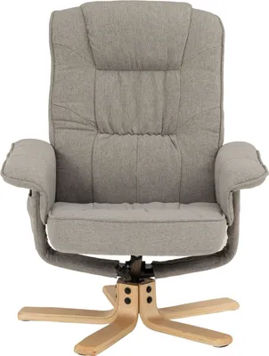 Produktbild von Relaxsessel CHARLY mit Hocker drehbar neigungsverstellbar grau [Max. Belastbarkeit 100 kg] für Wohnzimmer, TV-Sessel Fernsehsessel mit Liegefunktion Polstersessel und Hocker