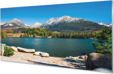 Produktbild von Glasbilder 100x50 Wandkunst Gebirgssee