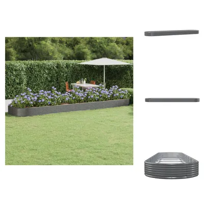 Produktbild von vidaXL Hochbeet Pulverbeschichteter Stahl 600x140x36 cm Grau -  Blumentöpfe & Pflanzgefäße