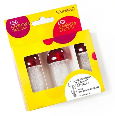 Image de Ampoule LED Exihand à filament, rouge, motif « champignon vénéneux », 3 ampoules, 20 V/0,2 W