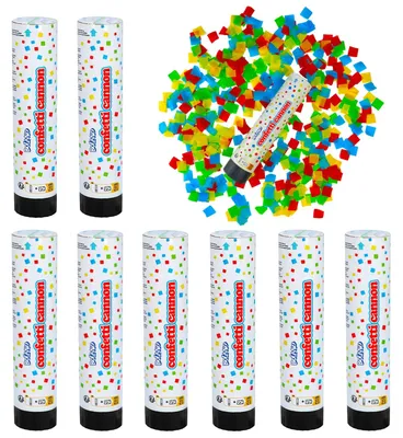 8 Konfettikanonen 20 cm – bunt, gold oder silber für Partys