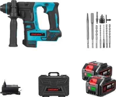 Produktbild von Elektrischer Schlagbohrer, kabellos, Hochleistungsleistung, 2-Batterie-BOX-Set