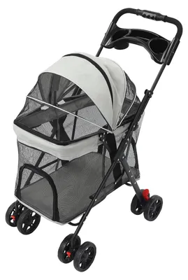 Zdjęcie produktu dla Wózek dla zwierząt - składany wózek dla psów i kotów - udźwig 12 kg - kosz o wymiarach 60x33x38 cm - lekki, ważący 4,4 kg - funkcja szybkiego składania - kolor: szary/czarny