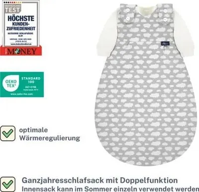 Produktbild von ALVI 4-Seasons Baby-Mäxchen Außensack Mull granite grün