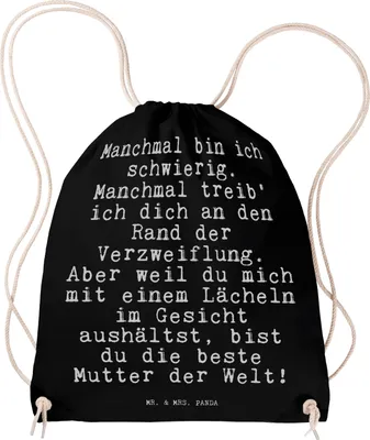 Produktbild von Mr. & Mrs. Panda Jutebeutel Manchmal bin ich schwierig.... - Schwarz - Geschenk, Muttertag, Mutter, Tochter, Sprüche, Mama, gymnastiktasche, wander rucksack, Stoffbeutel