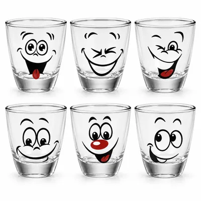 Produktbild von 6 Schnapsgläser mit Motiv Tequilagläser Schnaps Shots Stamper Wodkagläser Humor