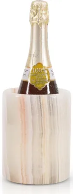 Productafbeelding van STONES Witte onyx marmeren wijnkoeler 16,5 cm - Champagne en andere dranken - Accessoires voor thuisbar - Stenen flessenhouder