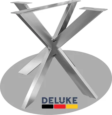 Produktbild von DELUKE® Tischgestell Metall KRYT Edelstahl | inkl. Schrauben + Bodenschoner | Tischbein Tischkufe Tischgestell für Holztisch Esstisch Schreibtisch Sitzbank | 71x85x85cm