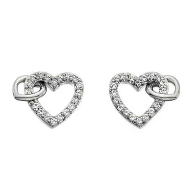 Hot Diamonds DE605 Damen-Ohrringe Herz Silber mit Diamanten Togetherness 1