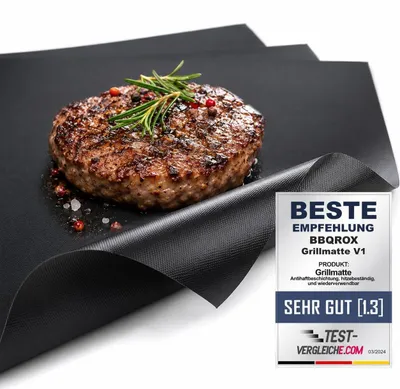 Immagine prodotto di Omgoods - Set di 3 tappetini per griglia - Riutilizzabili e con rivestimento antiaderente