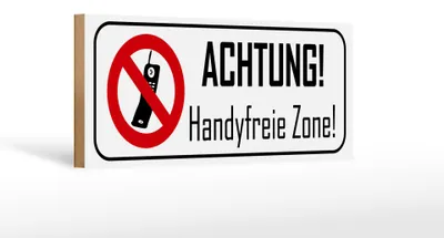 Produktbild von Holzschild Hinweis 27x10cm Achtung Handyfreie Zone