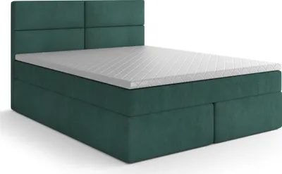 Produktbild von MR GROUP Boxspringbett mit Bettkasten KEMI 180 x 200 cm, H3, Samtstoff, Polsterbett mit Matratze und Topper Doppelbett Bett für Schlafzimmer,  grün