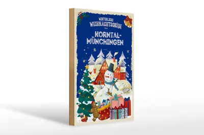 Produktbild von Holzschild Weihnachtsgrüße KORNTAL-MÜNCHINGEN Geschenk 20x30cm