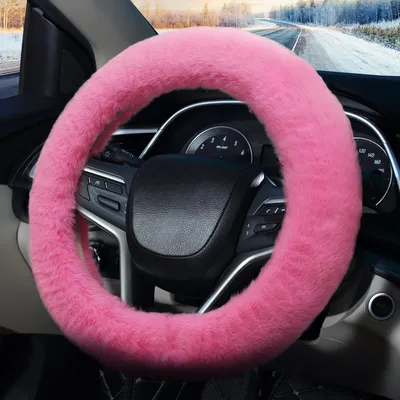 Imagen del producto de Funda de volante de felpa, suave, de 36-39 cm, antideslizante, para coche, ideal para el invierno