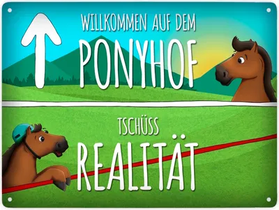 Produktbild von Willkommen auf dem Ponyhof Metallschild XXL mit Pferde Motiv Schild