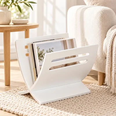 Produktbild von Homestyle4u Zeitungsständer Magazinhalter Holz Zeitschriftenhalter Magazinständer weiß