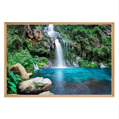 Image de Tableau mural mat encadré cascade 65x97 cm, Tableau mural moderne pour décoration intérieure