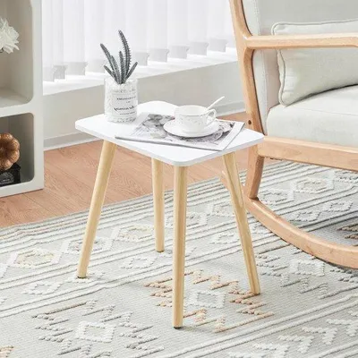 Obrázok produktu pre Drevený stolík pod stôl – malý stolík do obývačky, spálne alebo na balkón – 40 x 30 x 43 cm – biely/prírodný