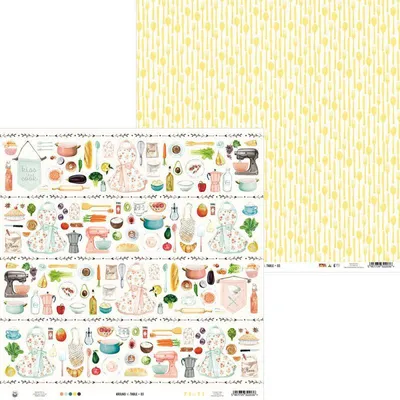 Immagine prodotto di carta scrapbooking bifacciale 30x30cm - P13 - Intorno alla tavola 03