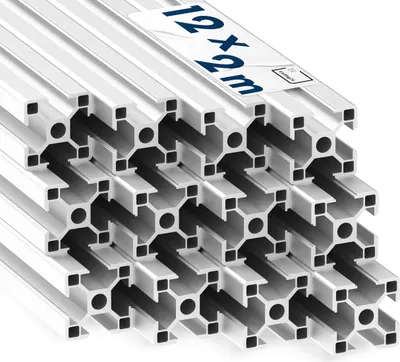 Produktbild von Alu Profil 12 Stück 30x30mm 2m System-, Montage-, Konstruktionsprofil Nut 8