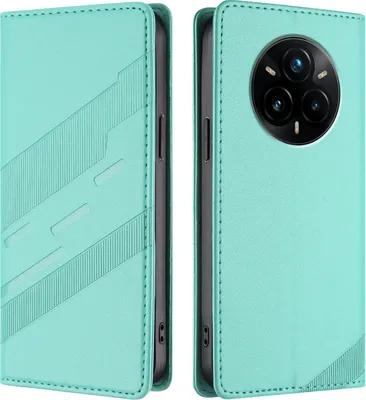 Obrázek produktu pro Pouzdro pro Realme 14 Pro+,Polyuretankožené peněženkové pouzdro s přihrádkou na karty a funkcí stojánku Türkis
