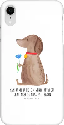 Produktbild von Mr. & Mrs. Panda Iphone XR Handyhülle Hund Blume - Weiß - Geschenk, Haha, Süß, Handy Case, Hunde, Sprüche, Halsband, Premium Kunststoff
