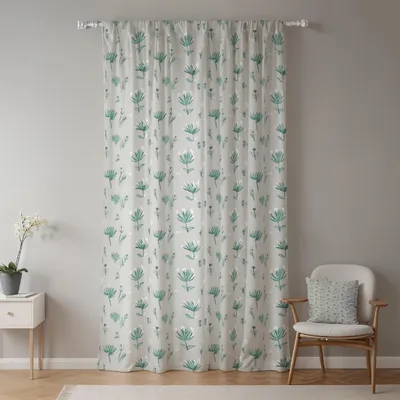 Obrázok produktu pre Kvetinové závesy do spálne a obývačky, zelená farba, 135x175 cm, 1 kus