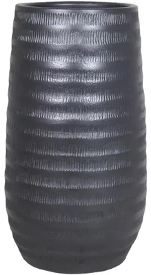 Produktbild von Floran Vase - schwarz - matt - gerippt - Keramik - 26 x 50 cm