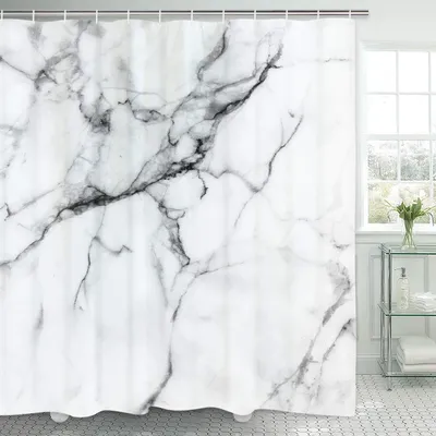 Obrázek produktu pro Solidchoice – Voděodolná sprchová závěsa s motivem mramoru, 180 x 200 cm