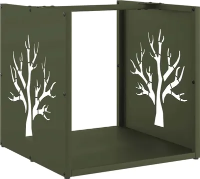 Zdjęcie produktu dla vidaXL Stojak na drewno opałowe oliwkowozielony 40x40x40 cm Stal walcowana na zimno