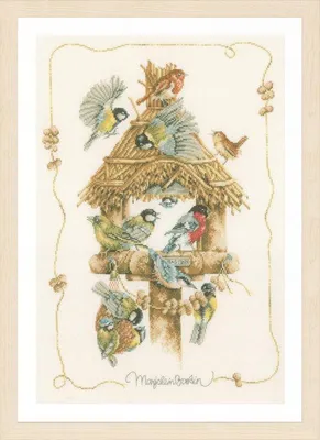 Produktbild von Stichmuster-Set für Kreuzstich, Bild von einem Vogelhaus, Bastelset für Wanddekoration, 37 x 54 cm, Stickerei mit Zählvorlage, DIY-Set, modernes Kreuzstich-Projekt, Geschenkidee für Erwachsene