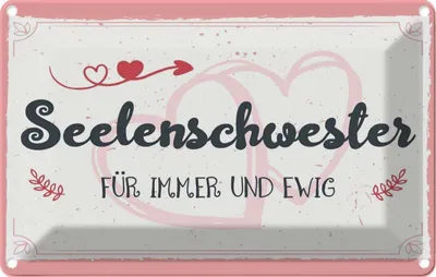 Image de vianmo Plaque en tôle 20x30 cm Seelenschwester Für immer und Ewig
