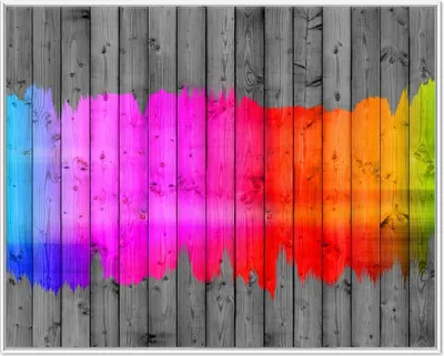 Produktbild von Wallario Wandbild Holzpaneel - Bemaltes buntes Holz, Größe: 40,30 x 50,30 cm, Poster mit weißem Aluminiumrahmen