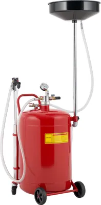 Image de HOMCOM Récupérateur de vidange d'huile usagée 80 L, hauteur réglable 101-141 cm, chariot récupération huiles portable avec roues et poignée, rouge