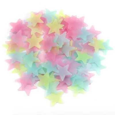 Obrázek produktu pro 100 kusů krásných, nočních, fluorescenčních hvězdiček, samolepek, bytových dekorací, samolepek na zeď do dětských pokojů