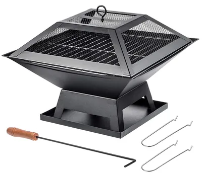 Produktbild von Garten Feuerstelle - Feuerschale Grill - Mit Deckel - Ø 46 cm - Für Terrasse und Garten - Schwarz