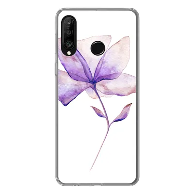 Produktbild von MuchoWow® Handyhülle Schutzhülle Hülle für Huawei P30 Lite Blumen - Aquarell - Lila Silikon Softcase Handy Hülle - Handyhülle