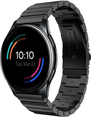 Produktbild von Strap-it Metallarmband - Kompatibel mit OnePlus Watch Armband - Gliederarmband - Faltschließe - Ersatzarmband Hochwertiger Edelstahl - für Armband Schwarz